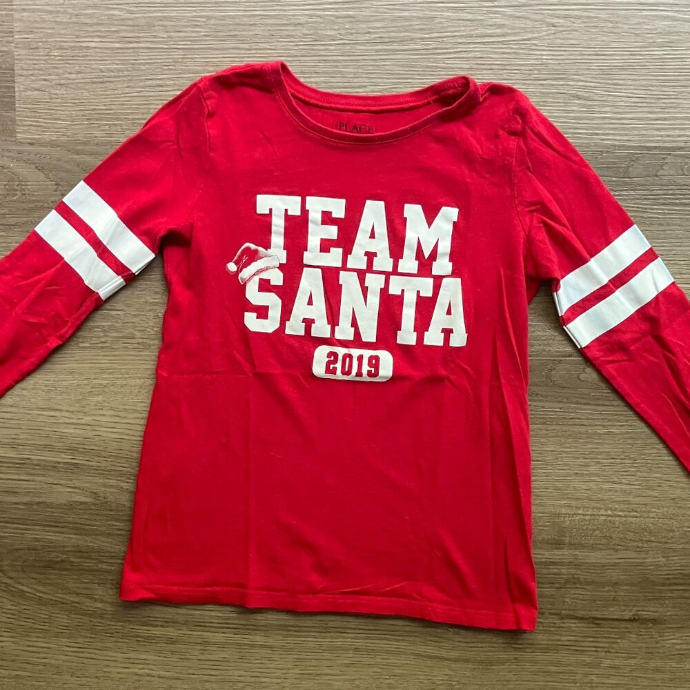 7/8 The Children's Place Long-Sleeve Team Santa 2019 Christmas T-Shirt